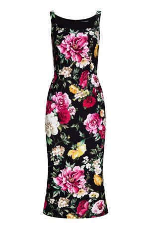 Dolce&Gabbana Черное платье с цветочным принтом