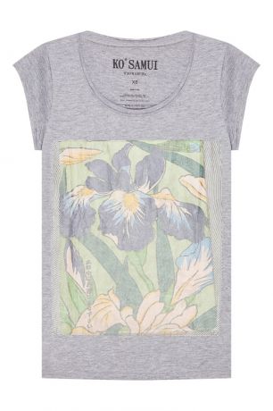 KO SAMUI Серая меланжевая футболка Flowers