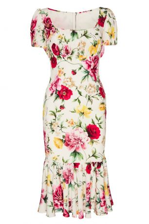Dolce&Gabbana Платье-миди из шелка с цветами