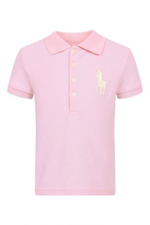 Ralph Lauren Children Розовая футболка с белой вышивкой