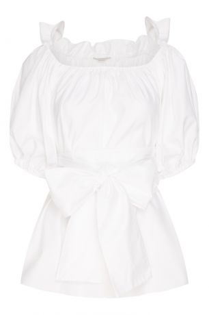 Stella McCartney Белая хлопковая блузка с поясом
