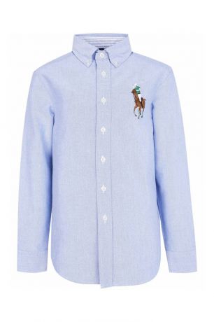 Ralph Lauren Children Голубая рубашка с цветной вышивкой