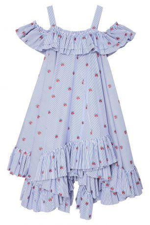 Alexander McQueen Хлопковое платье в полоску с цветами