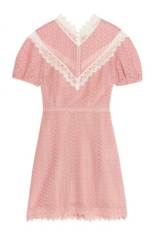 Sandro Розовое кружевное платье с отделкой