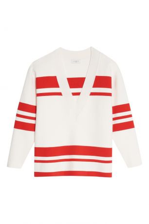 Sandro Белый пуловер с красными полосами