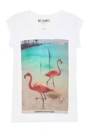 KO SAMUI Белая футболка с фламинго Asia