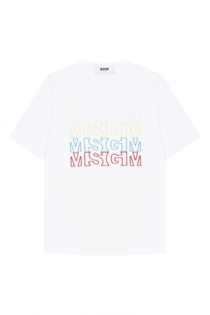 MSGM Белая футболка с контурными логотипами