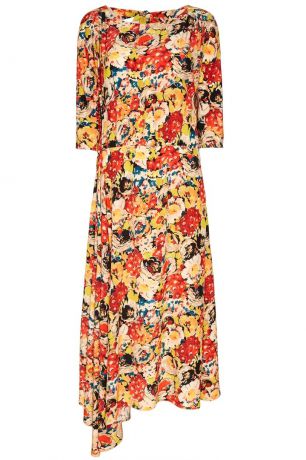 Prada Длинное платье с цветочным принтом