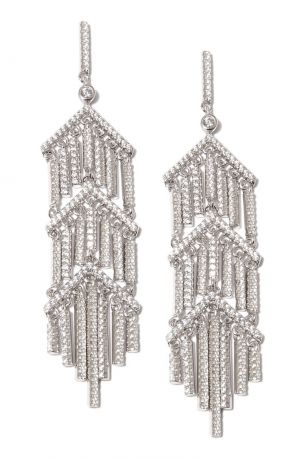 Dzhanelli Jewellery Серебряные серьги с подвесками и фианитами