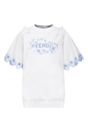 Fendi Children Белый топ с вышивкой