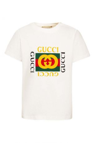 Gucci Children Белая футболка с ярким логотипом