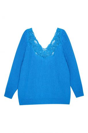 Balenciaga Синий пуловер из шерсти с кружевом