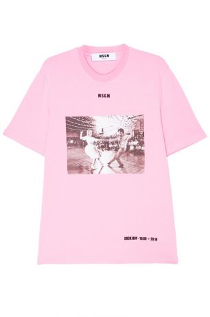 MSGM Розовая футболка с фотопринтом