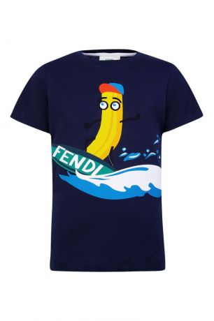 Fendi Children Синяя футболка с ярким рисунком