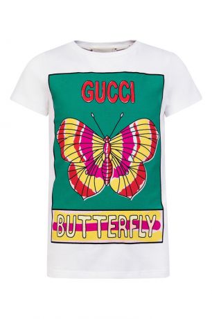 Gucci Children Белая футболка с бабочкой
