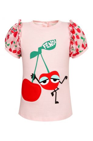 Fendi Children Розовая футболка с вишнями