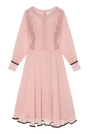 The Dress Розовое платье из шелка с кружевом