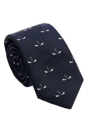 Fendi Синий шелковый галстук с узором