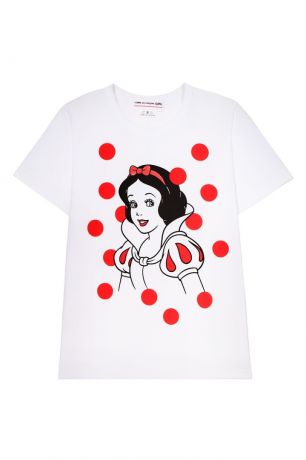 Comme Des Garcons Girl Хлопковая футболка с красным принтом