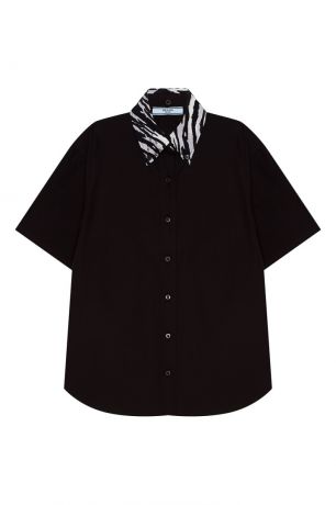 Prada Черная рубашка с декоративным воротником