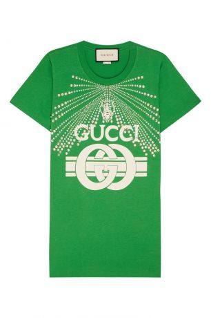 Gucci Зеленая футболка с кристаллами