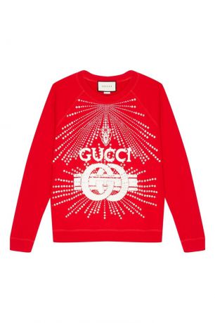 Gucci Красный свитшот с кристаллами