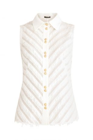Balmain Белая блузка с золотистыми пуговицами