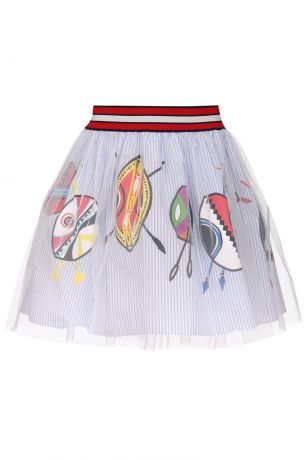 Stella Jean Хлопковая юбка с сеткой