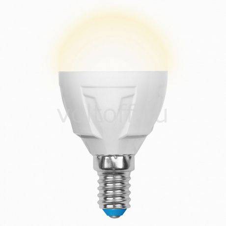 Лампа светодиодная Uniel E14 265В 7Вт 3000K LED-G45-7W/WW/E14/FR PLP01WH