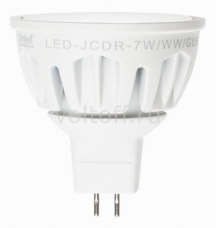 Лампа светодиодная Uniel GU5.3 175-265В 7Вт 3000K LED-JCDR-7W/WW/GU5.3/FR ALM01WH