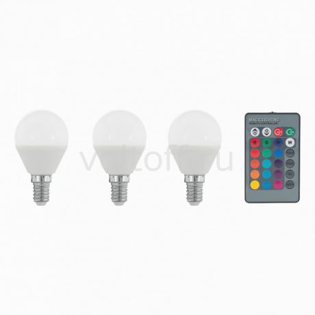 Комплект из 3 ламп светодиодных диммируемых с пультом ДУ Eglo P45-RGBW E14 45Вт 3000K 10683