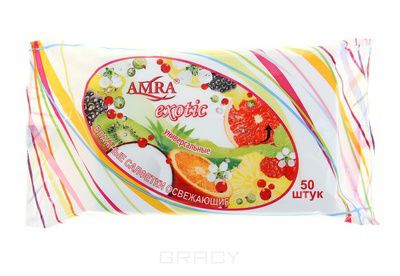 Igrobeauty Влажные освежающие салфетки "Amra" Exotic, 50 шт