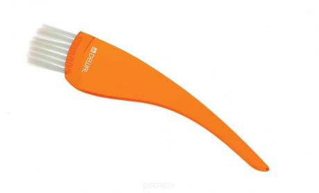 Dewal Кисть прозрачная с белой прямой щетиной, узкая, 35 мм (5 цветов), Оранжевая, 1 шт