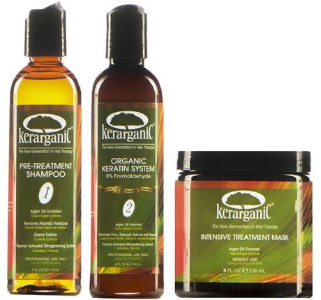 Kerarganic Набор для кератинового выпрямления Organic Keratin (без формальдегида), 3 флак. по 473 мл