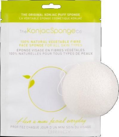 The Konjac Sponge Co Спонж для умывания лица Facial Puff Pure White, 1 шт (премиум-упаковка)