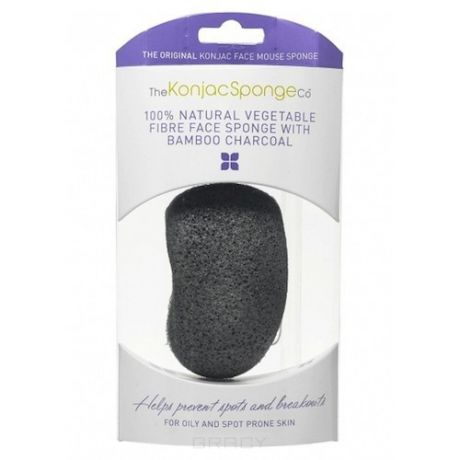 The Konjac Sponge Co Спонж для умывания лица Premium Face Mouse Sponge Bamboo Charcoal с древесным углем (премиум-упаковка)