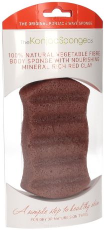 The Konjac Sponge Co Спонж для мытья тела Premium Six Wave Body Puff with French Red Clay с красной глиной (премиум-упаковка)