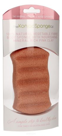The Konjac Sponge Co Спонж для мытья тела Premium Six Wave Body Puff with French Pink Clay с розовой глиной (премиум-упаковка)