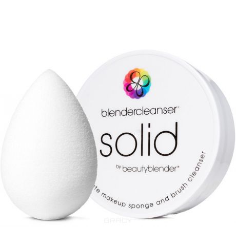 BeautyBlender Набор косметический спонж белый Pure + мыло Blendercleanser Solid