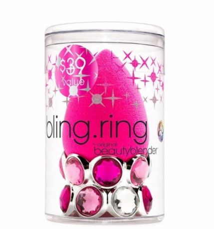 BeautyBlender Спонж для макияжа розовый на подставке в форме кольца Bling Ring