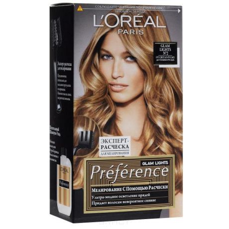 L'Oreal Краска для волос Preference Glam lights, 138 мл (2 оттенка), 138 мл, №3 для мелирования