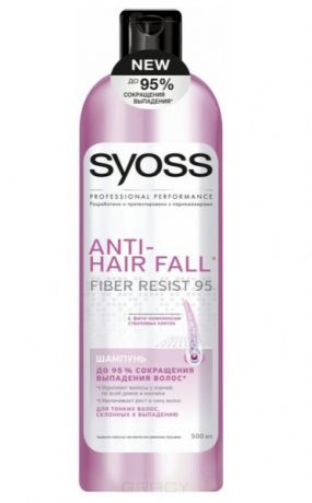 Syoss Шампунь для тонких, склонных к выпадению волос Anti-Hair Fall 500мл Fiber Resist 95, 500 мл