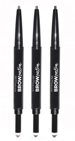 Maybelline Тени-карандаш для бровей Brow Satin, 7,1 г (3 оттенка), 7,1 г, 02 коричневый