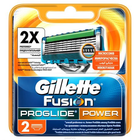 Gillette Сменные кассеты для бритья Fusion Proglide Power, 2 шт./уп.
