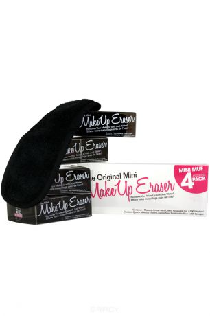 MakeUp Eraser Мини-салфетка для снятия макияжа черная, 4 шт