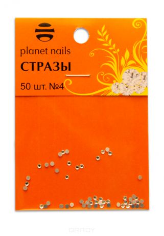 Planet Nails Стразы в пакете №4, 50 шт (10 цветов), Стразы в пакете №4, 50 шт (10 цветов), 50 шт, Серебро