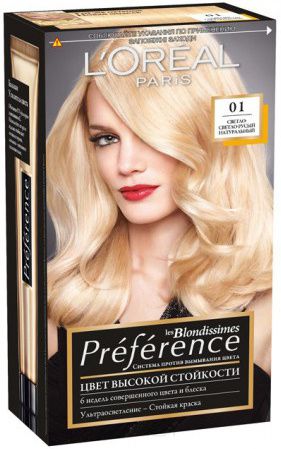 L'Oreal Краска для волос Preference Les Blondissimes 01 cветло-светло-русый натуральный, 270 мл