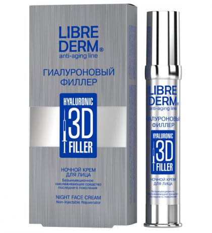 Librederm Гиалуроновый 3D филлер ночной крем для лица, 30 мл
