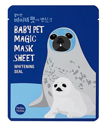 Holika Holika Тканевая маска-мордочка отбеливающая Тюлень Baby Pet Magic Mask Sheet Whitening Seal, 22 мл