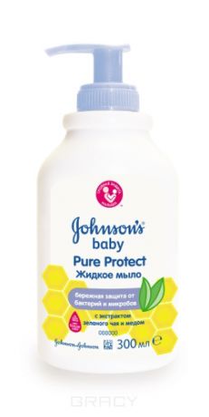 Johnson's Baby Детское жидкое мыло Pure Protect 2 в 1 для мытья рук и тела, 300 мл